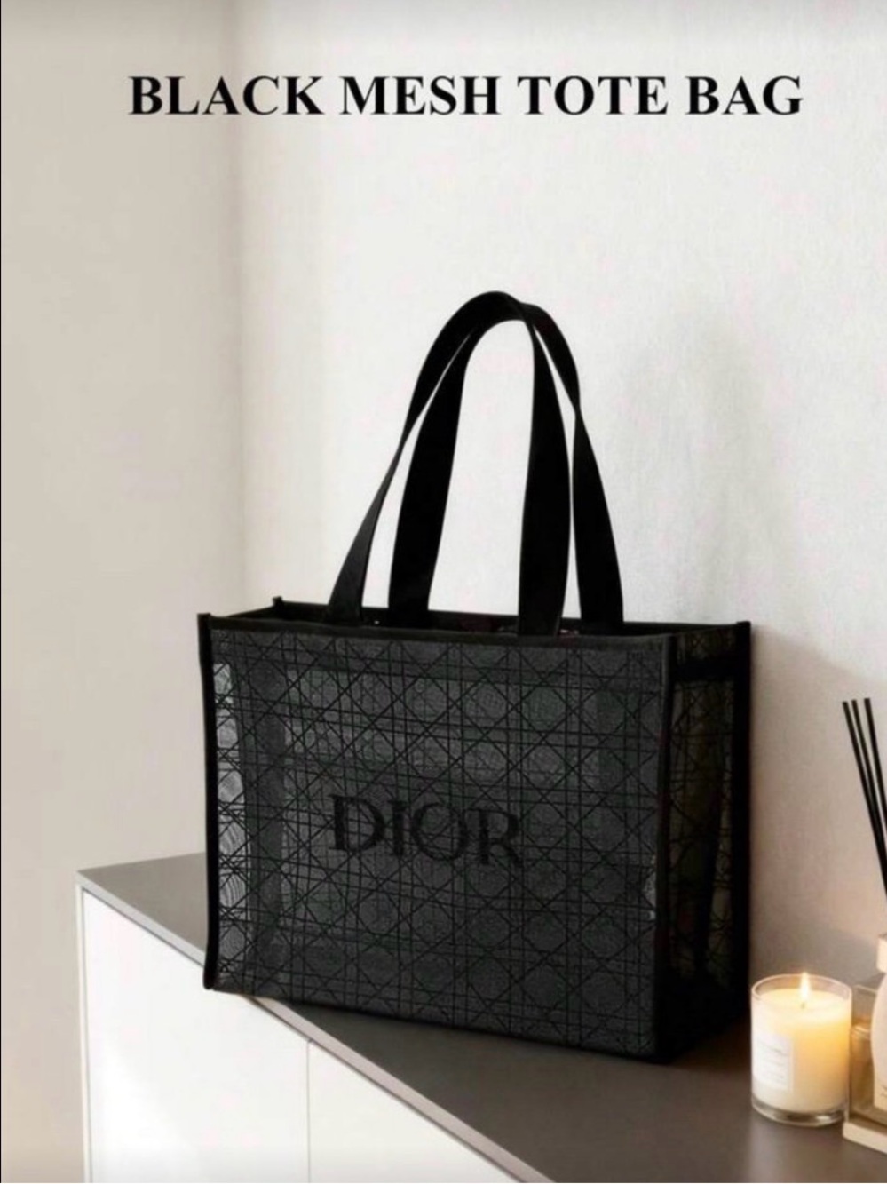 Dior Beauty Black Logo Mesh Tote - Picture 4 of 13